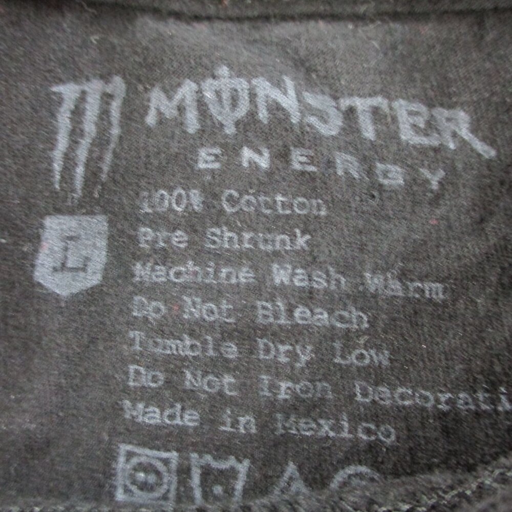 Monster Energy T Shirt Adult Large Black Muerte Sugar Skull Graphic Print Crew - Picture 5 of 9